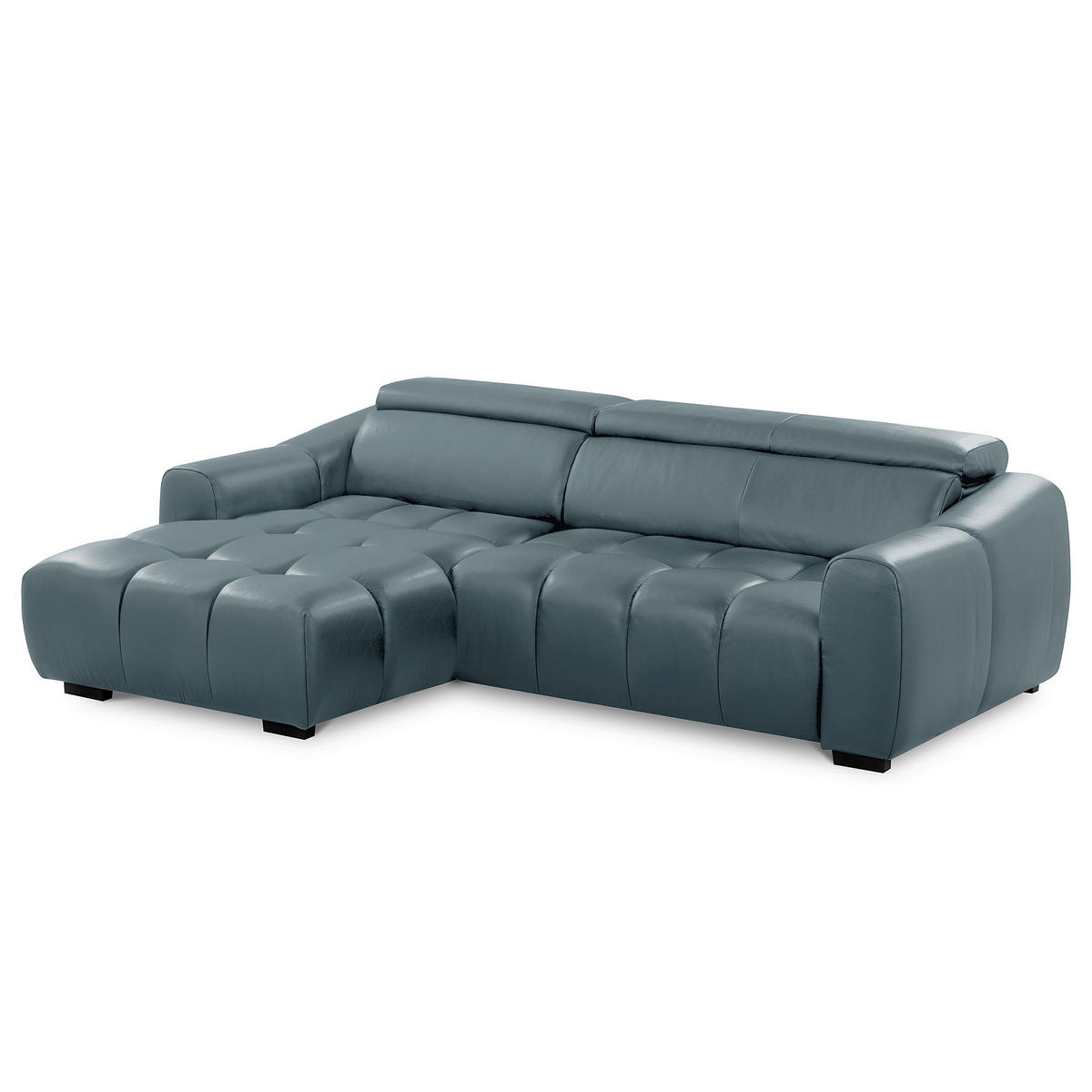 ECKSOFA  Echtleder Dunkelblau  - Schwarz/Dunkelblau, Design, Leder/Kunststoff (177/274cm) - Livetastic