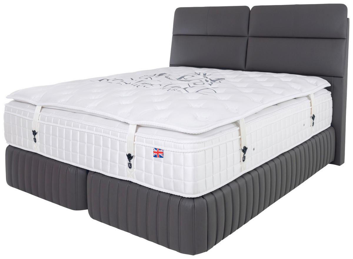 POSTELJA BOXSPRING 180 cm   x 200 cm  , tekstil, leseni material siva  - siva, Konvencionalno, kovina/tekstil (190/216cm) - Esposa