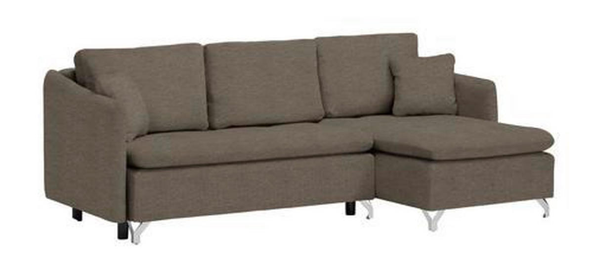 ECKSOFA in Struktur Dunkelbraun  - Dunkelbraun/Silberfarben, Design, Textil/Metall (223/146cm) - Ti'me