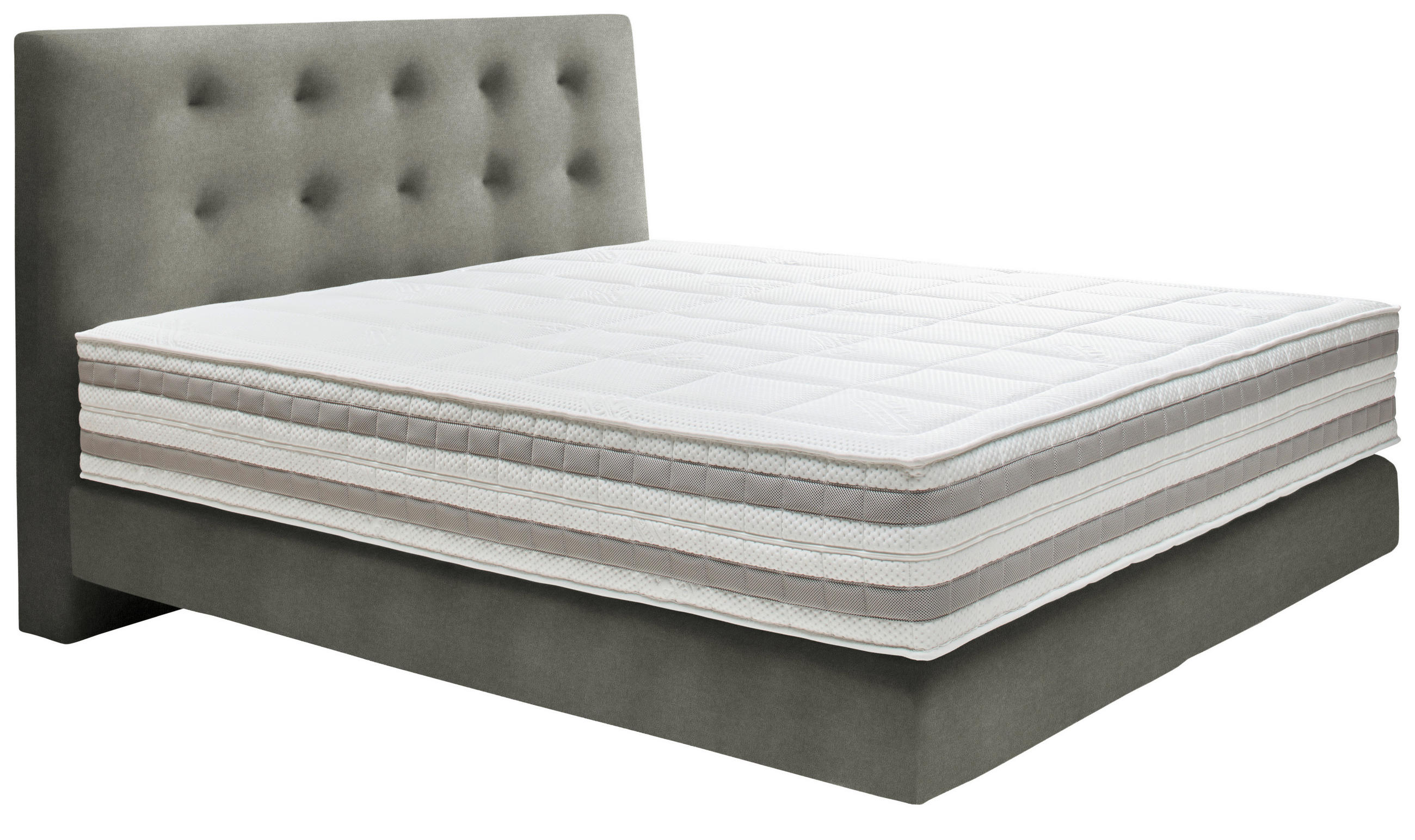 BOXSPRINGBETT 160/200 cm  in Grau  - Grau, KONVENTIONELL, Holz/Textil (160/200cm) - Dieter Knoll