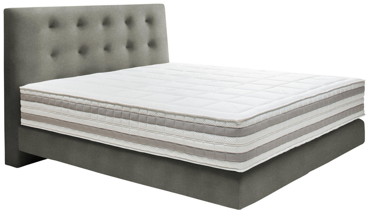 BOXSPRINGBETT 200/200 cm  in Grau  - Grau, KONVENTIONELL, Holz/Textil (200/200cm) - Dieter Knoll