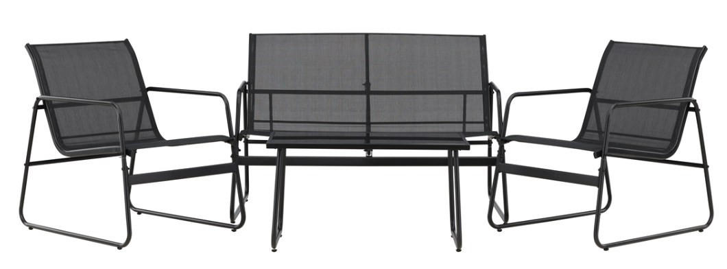 LOUNGEGRUPP 4 delar  - svart, Klassisk, metall/glas