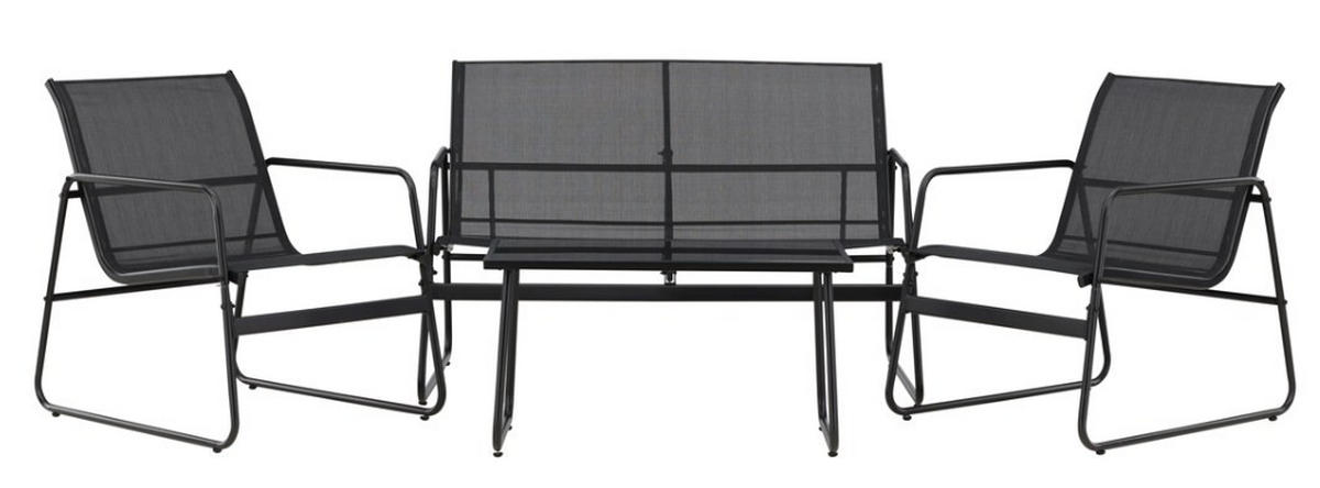 LOUNGEGRUPP 4 delar  - svart, Klassisk, metall/glas