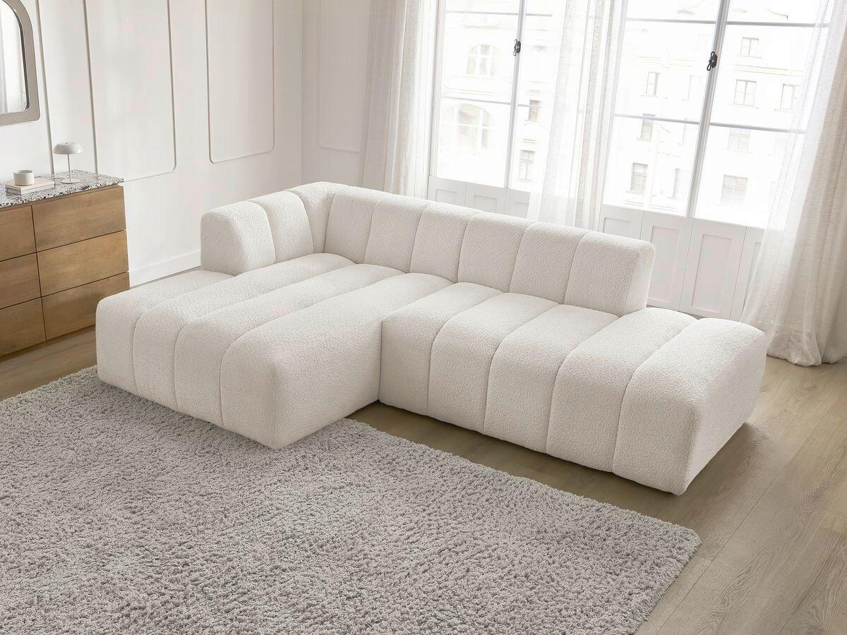 ECKSOFA  ANNECY Weiß Bouclé  - Schwarz/Weiß, MODERN, Kunststoff/Textil (170/262cm)