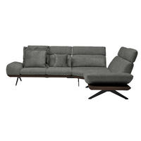 ECKSOFA Chenille, Flachgewebe Braun, Graubraun  - Graubraun/Schwarz, Design, Textil/Metall (270/239cm) - Koinor