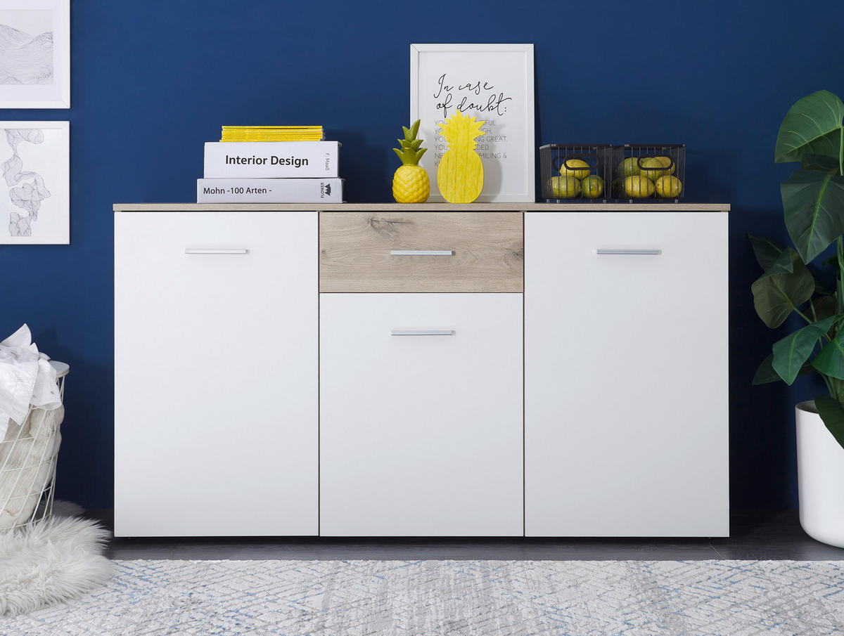 SIDEBOARD  in 150/82/40 cm  - Eichefarben/Silberfarben, Design, Holzwerkstoff/Kunststoff (150/82/40cm) - MID.YOU