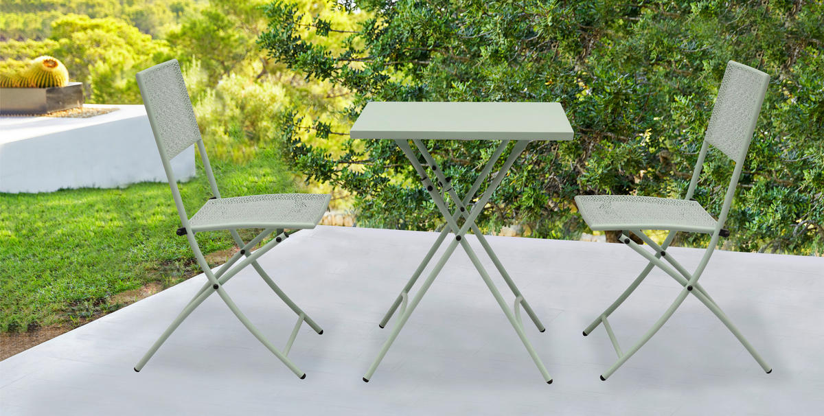 BALKONSET Mintgrün 3-teilig  - Mintgrün, ROMANTIK / LANDHAUS, Metall - Ambia Garden