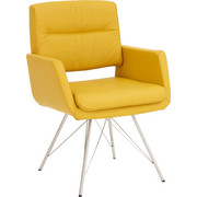 NASLANJAČ, kovina, usnje nerjaveče jeklo, rumena - rumena/nerjaveče jeklo, Design, kovina/usnje (65/88/64cm) - Moderano