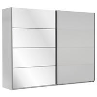 SCHWEBETÜRENSCHRANK 225/210/65 cm 2-türig Weiß  - Alufarben/Weiß, Design, Glas/Holzwerkstoff (225/210/65cm) - Carryhome