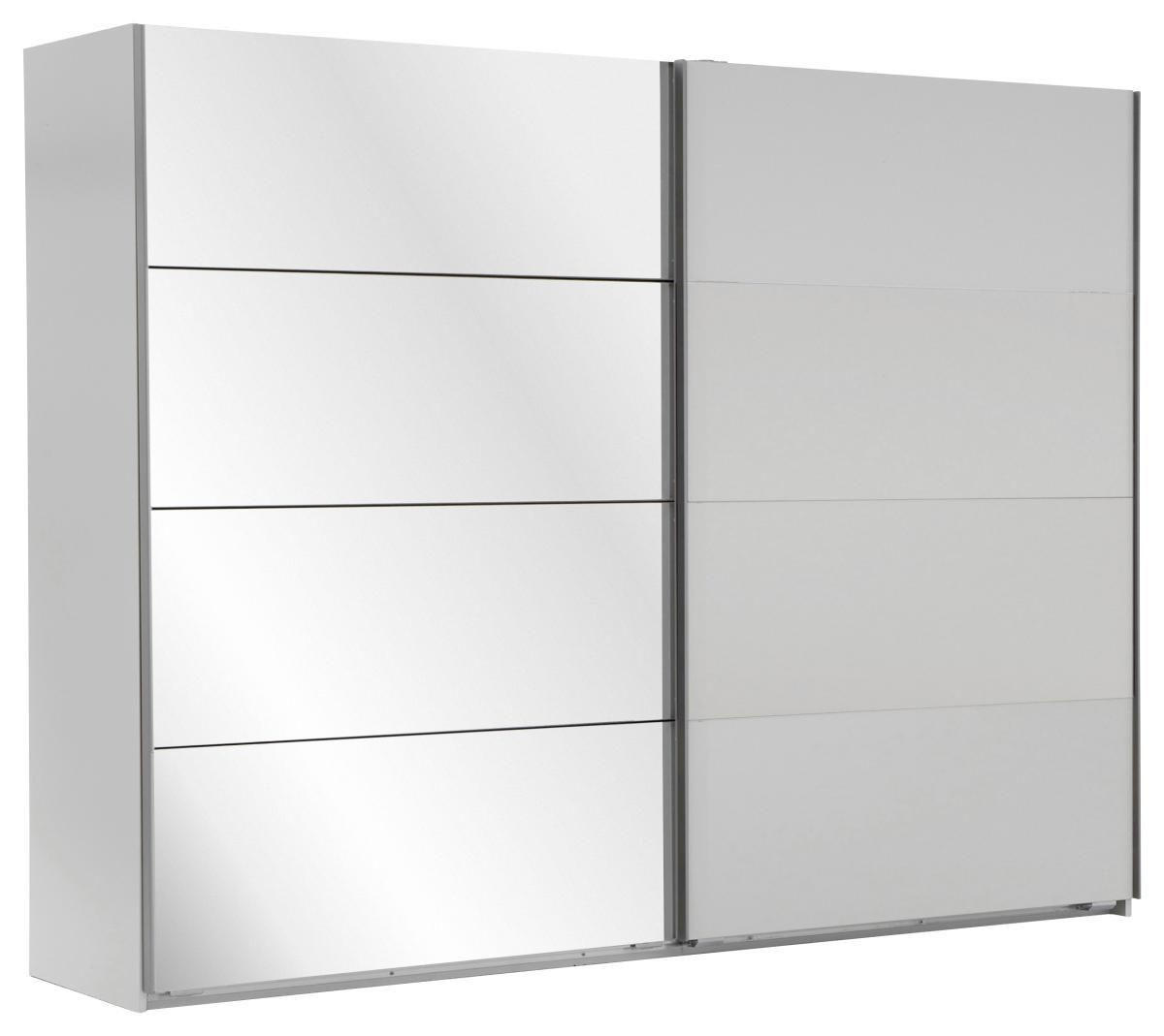 SCHWEBETÜRENSCHRANK 225/210/65 cm 2-türig Weiß  - Alufarben/Weiß, Design, Glas/Holzwerkstoff (225/210/65cm) - Carryhome