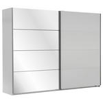 SCHWEBETÜRENSCHRANK 225/210/65 cm 2-türig Weiß  - Alufarben/Weiß, Design, Glas/Holzwerkstoff (225/210/65cm) - Carryhome