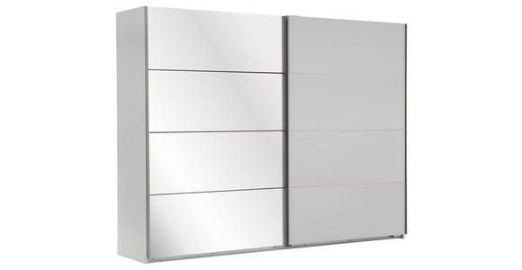 SCHWEBETÜRENSCHRANK 225/210/65 cm 2-türig Weiß - Alufarben/Weiß, Design, Glas/Holzwerkstoff (225/210/65cm) - Carryhome