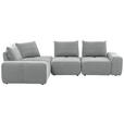 ECKSOFA in Velours Grau  - Schwarz/Grau, Design, Kunststoff/Textil (236/326cm) - Xora