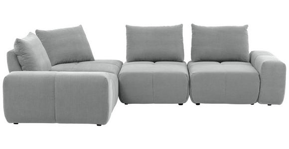 ECKSOFA in Velours Grau  - Schwarz/Grau, Design, Kunststoff/Textil (236/326cm) - Xora