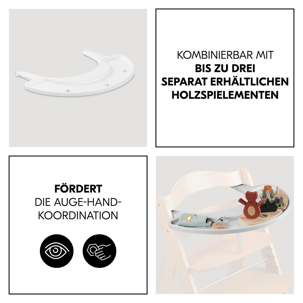 ESS- UND SPIELBRETT Arketa Play Tray  - Weiß, Basics, Kunststoff (46/4,6/58cm) - Hauck