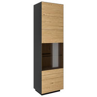 VITRINE in massiv Wildeiche Anthrazit, Wildeiche  - Wildeiche/Anthrazit, Natur, Glas/Holz (56/200/40cm) - Dieter Knoll