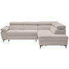 ECKSOFA in Flachgewebe Hellgrau  - Hellgrau/Schwarz, Design, Textil/Metall (266/206cm) - Stylife