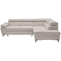 ECKSOFA in Flachgewebe Hellgrau  - Hellgrau/Schwarz, Design, Textil/Metall (266/206cm) - Stylife