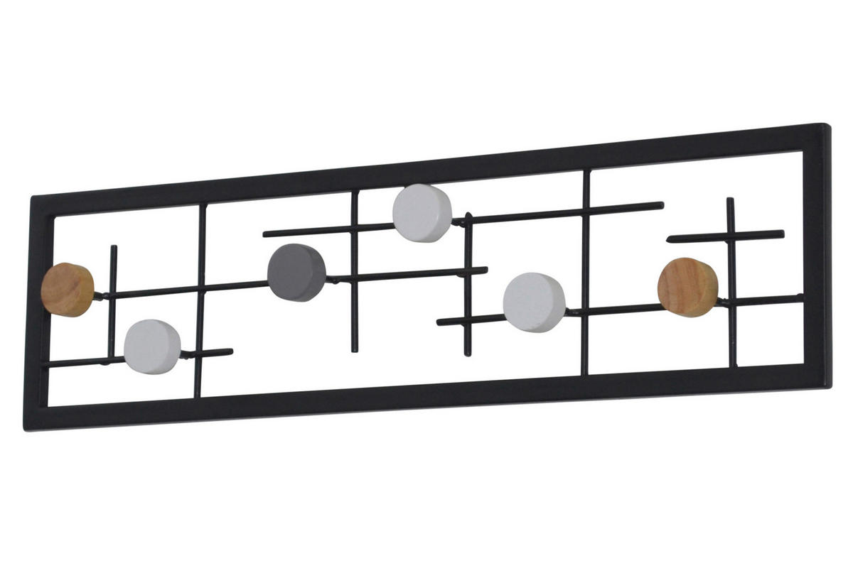 WANDGARDEROBE  in teilmassiv Multicolor, Schwarz  - Multicolor/Schwarz, Design, Holzwerkstoff/Metall (6/60/16cm) - MID.YOU