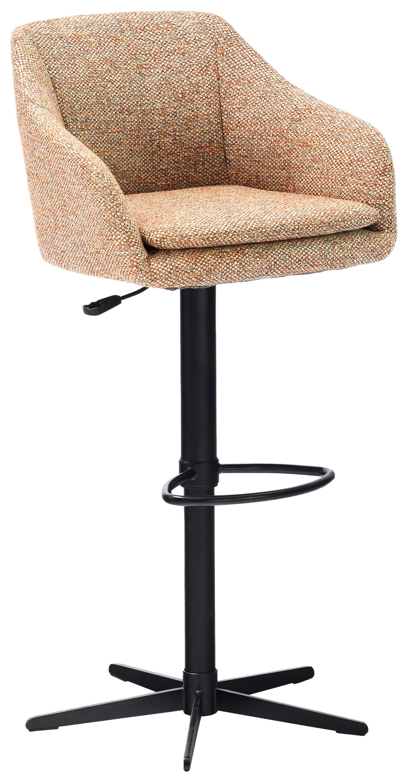 BARHOCKER Webstoff Terracotta, Schwarz Eisen Sitzfläche 360° drehbar, inklusive Armlehnen  - Terracotta/Schwarz, Design, Textil/Metall (54,5/88-108/53,5cm) - Cassando