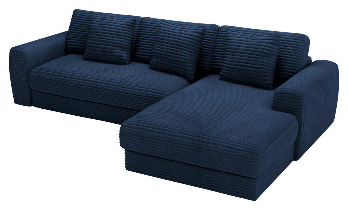 ECKSOFA in Cord Dunkelblau  - Schwarz/Dunkelblau, Modern, Kunststoff/Textil (302/182cm) - Carryhome