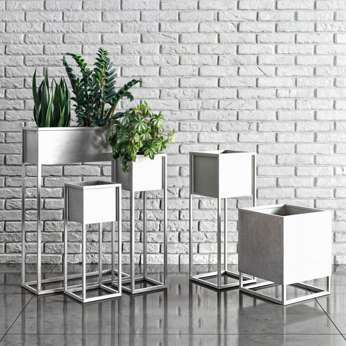 BLUMENSTÄNDER Metall  - Weiß, Basics, Metall (28/90/28cm)