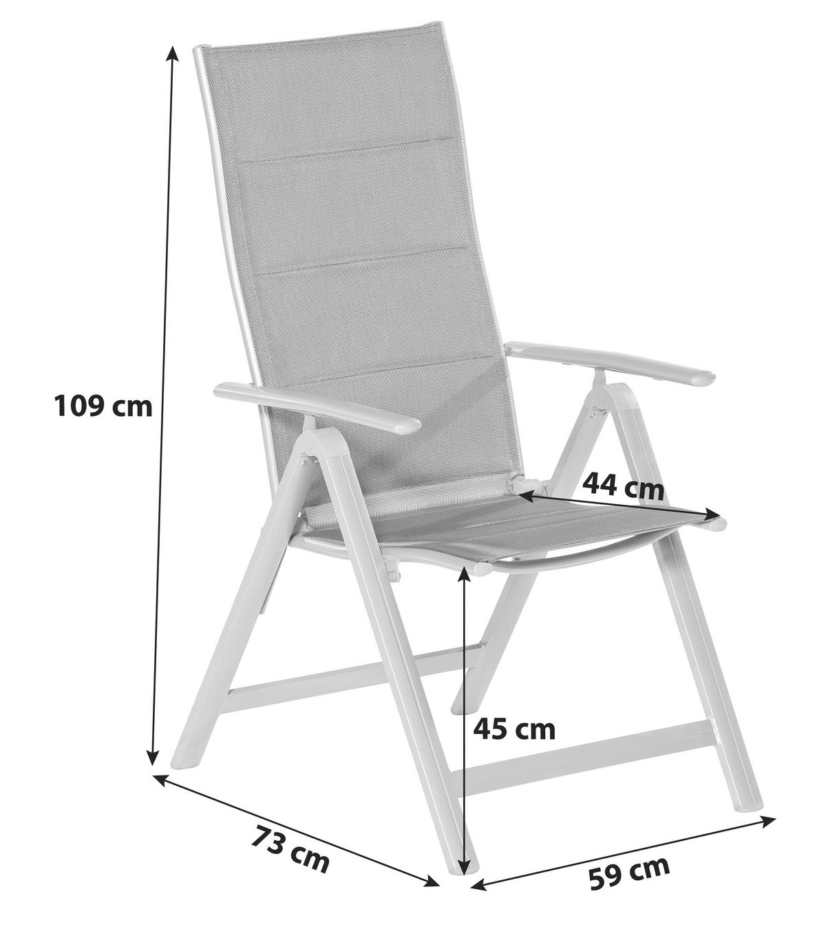 GARTENKLAPPSESSEL Aluminium Graphitfarben  - Graphitfarben, ROMANTIK / LANDHAUS, Textil/Metall (59/109/73cm) - Gardenson