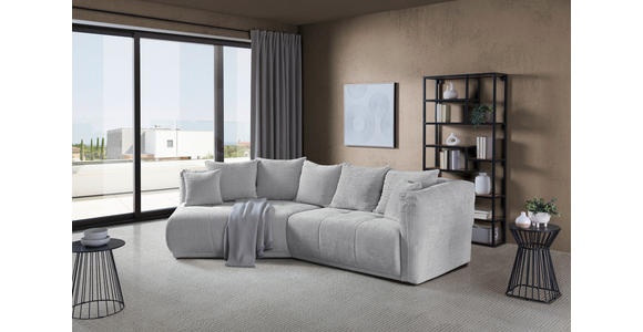 ECKSOFA in Chenille Hellgrau  180/315 cm  - Hellgrau/Schwarz, MODERN, Kunststoff/Textil (180/315cm) - Hom`in