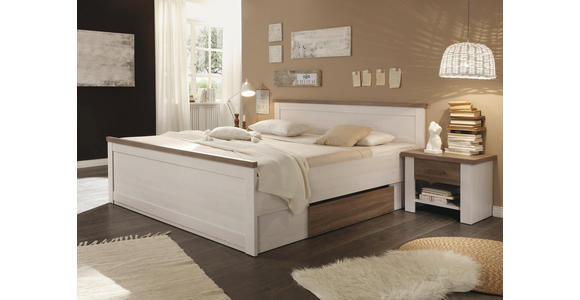 BETTANLAGE 180/200 cm in Weiß, Trüffeleichefarben - Trüffeleichefarben/Weiß, LIFESTYLE, Holzwerkstoff (180/200cm) - Carryhome