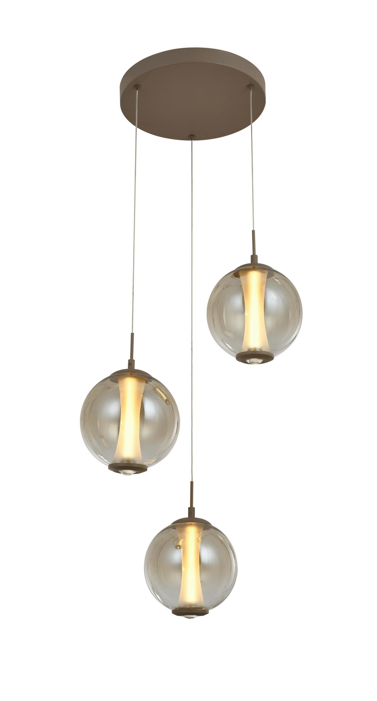 ZÁVĚSNÉ LED SVÍTIDLO,  - pískové barvy, Design, kov/sklo (44/150/44cm)