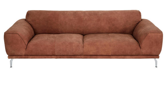 SOFA in Leder Braun - Chromfarben/Braun, Design, Leder/Metall (241/75/92cm) - Valnatura