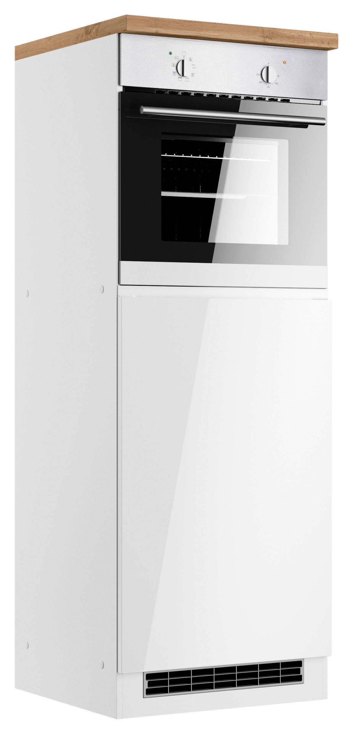 INBYGGNADSSKÅP FÖR SPIS 60/86/60 cm  i vit, ek Wotan, vit högglans  - vit/ek Wotan, Lifestyle, trämaterial (60/86/60cm) - Held