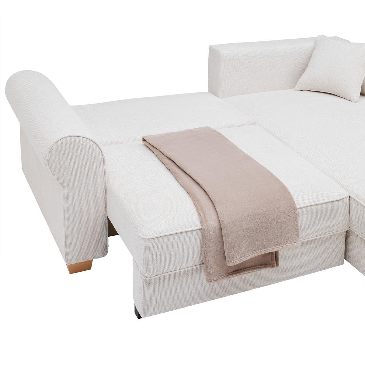 HÖRNSOFFA i cremefärgad  - beige/cremefärgad, Modern, trämaterial/trä (255/185cm) - MID.YOU