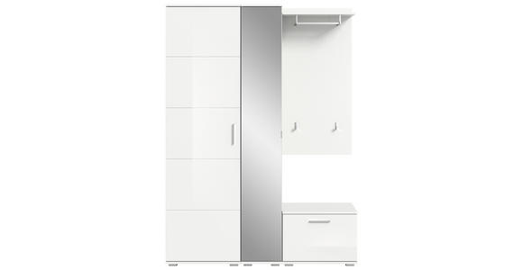 GARDEROBE 4-teilig  in 140/191/37 cm  - Weiß Hochglanz/Weiß, Design, Glas/Holzwerkstoff (140/191/37cm) - Xora