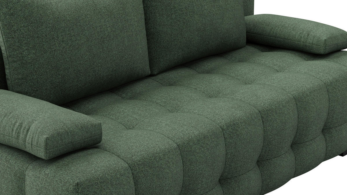 SCHLAFSOFA  mit Stoffauswahl, Schlafen auf Sitzhöhe, Rücken echt Struktur Grün  - Schwarz/Grün, KONVENTIONELL, Kunststoff/Textil (209/96/100cm) - Stylife