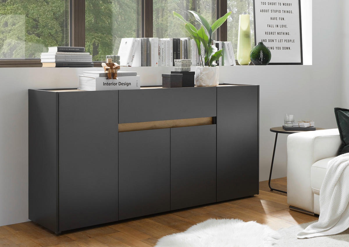 SIDEBOARD  170/86/40 cm 2 Schublade(n)  - Anthrazit/Eiche Wotan, Design, Holzwerkstoff/Kunststoff (170/86/40cm) - Modante