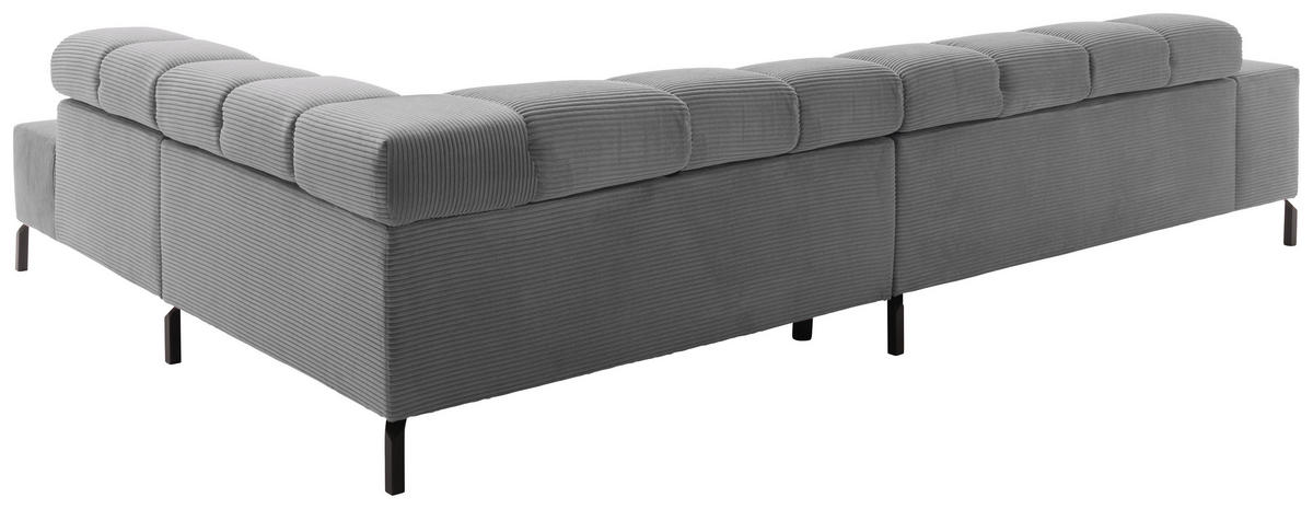 ECKSOFA in Cord Dunkelgrau  - Dunkelgrau/Schwarz, Design, Textil/Metall (321/216cm) - Hom`in