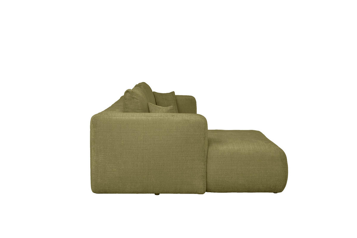 ECKSOFA Olivgrün Chenille Zierkissen, Rückenkissen, Rücken echt  - Schwarz/Olivgrün, MODERN, Kunststoff/Textil (188/276cm) - Milino