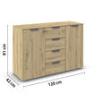 KOMMODE  in 120/81/42 cm  - Dunkelgrau/Eiche Artisan, Design, Holzwerkstoff/Metall (120/81/42cm) - Carryhome