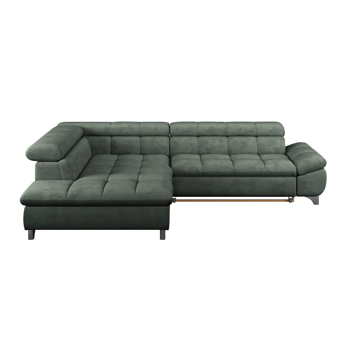 ECKSOFA Grün Chenille  - Chromfarben/Grün, KONVENTIONELL, Textil/Metall (234/312cm) - Livetastic