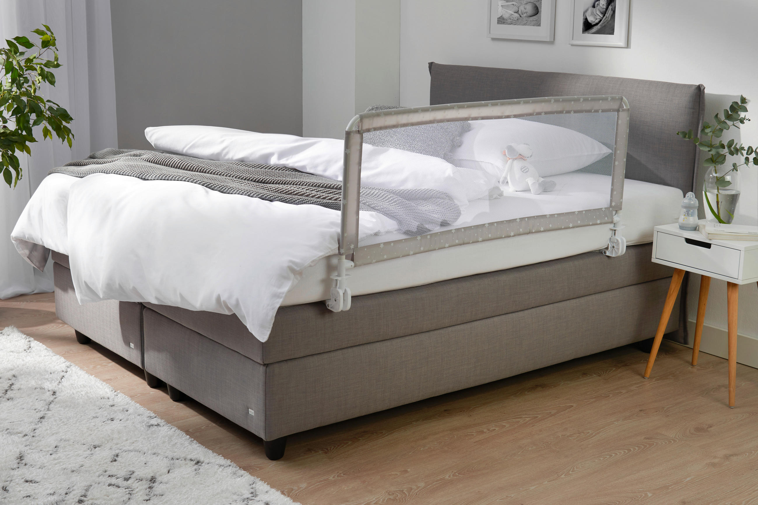 BETTSCHUTZGITTER 135/60 cm  - Weiß/Grau, Basics, Textil/Metall (135/60cm) - My Baby Lou