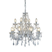 KRISTALL-HÄNGELEUCHTE 63/120 cm   - Chromfarben, KONVENTIONELL, Glas/Kunststoff (63/120cm) - Searchlight