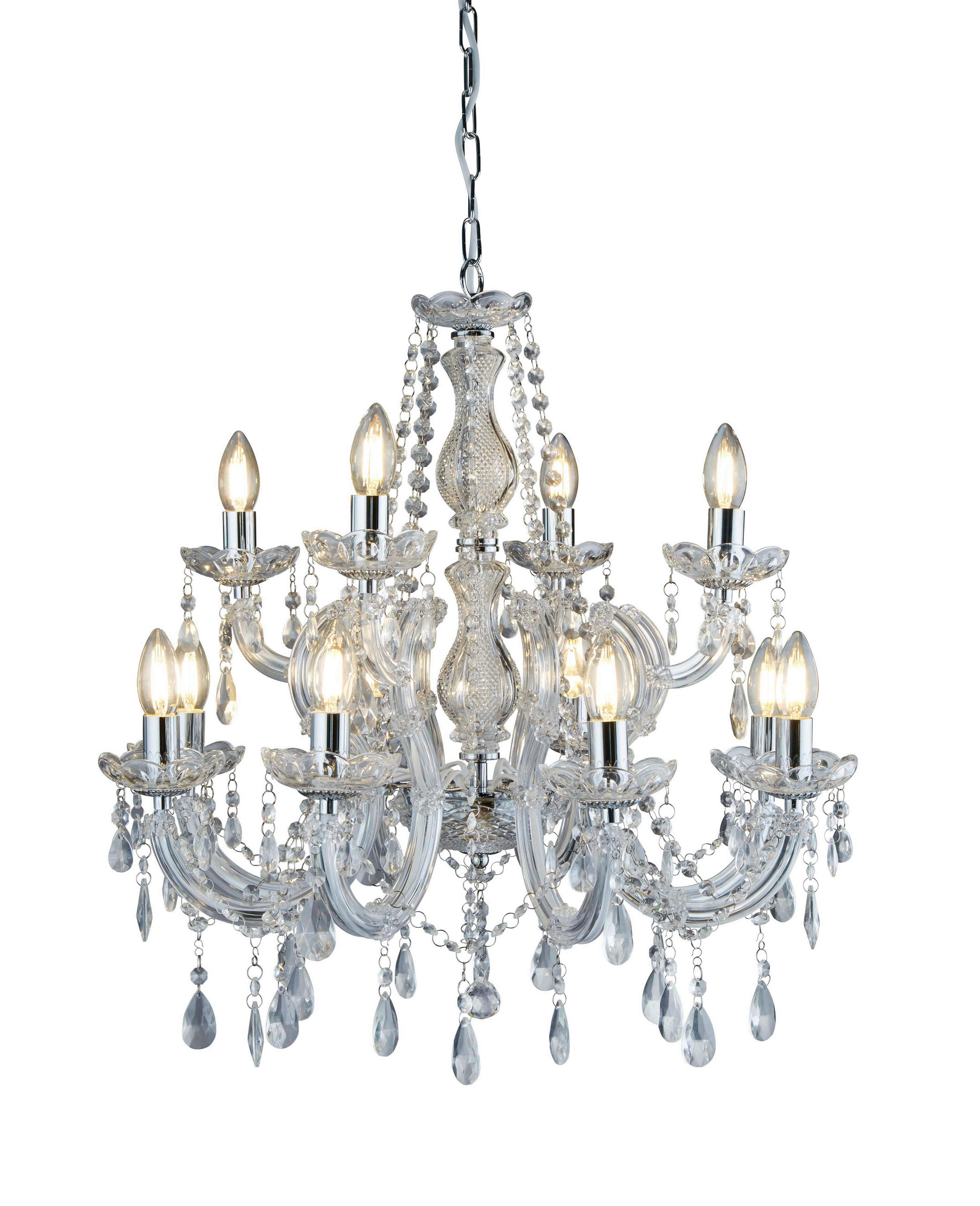 Searchlight Kristall-Hängeleuchte Marie Therese Chrom 120 cm