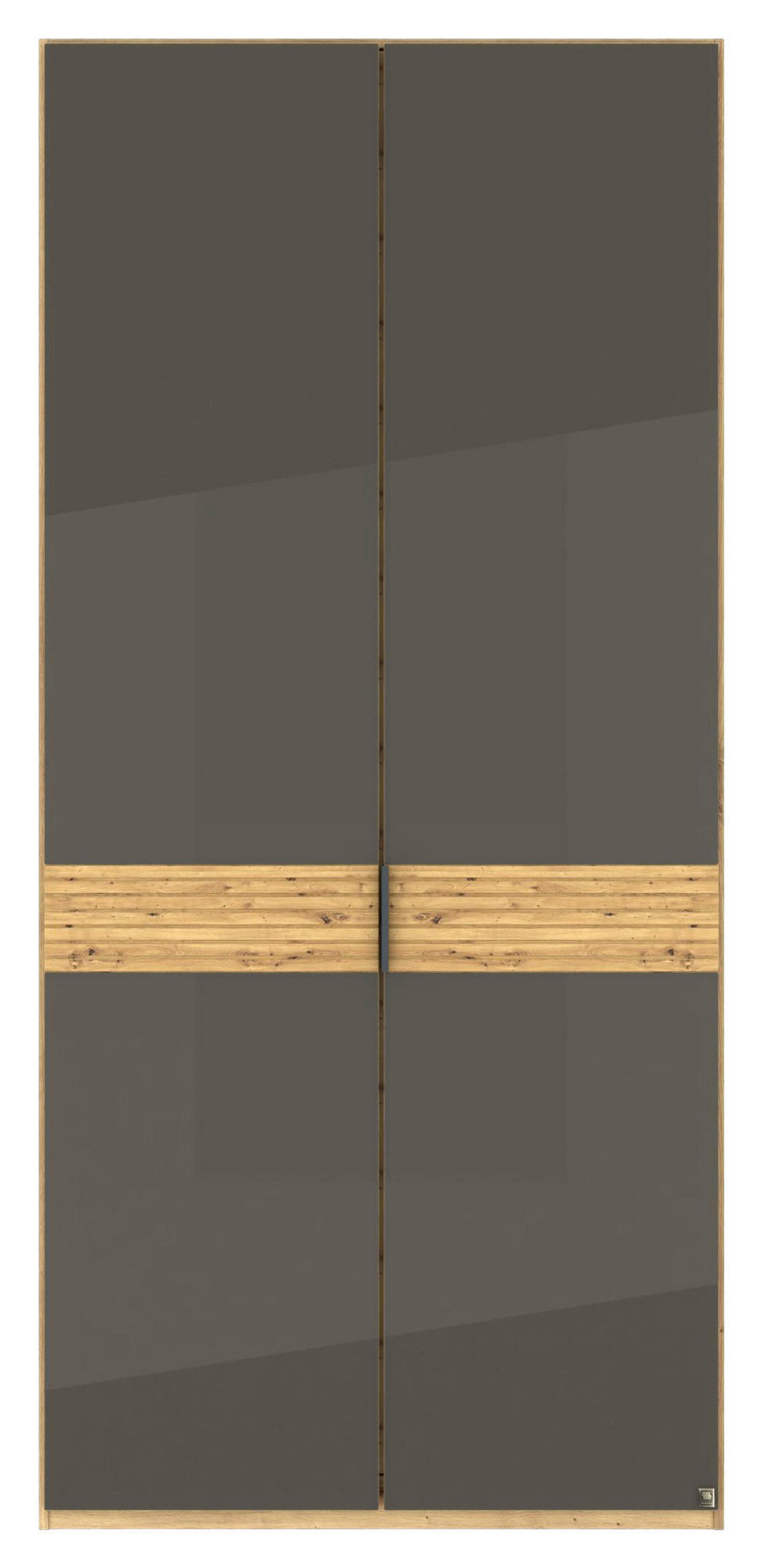 DREHTÜRENSCHRANK 100/216/58 cm,  in Braun, Eiche Bianco, 2 Tür(en)  - Schieferfarben/Eiche Bianco, Design, Glas/Holz (100/216/58cm) - Musterring