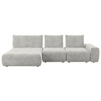 ECKSOFA in Velours Hellgrau  174/347 cm  - Hellgrau/Schwarz, Design, Kunststoff/Textil (174/347cm) - Xora
