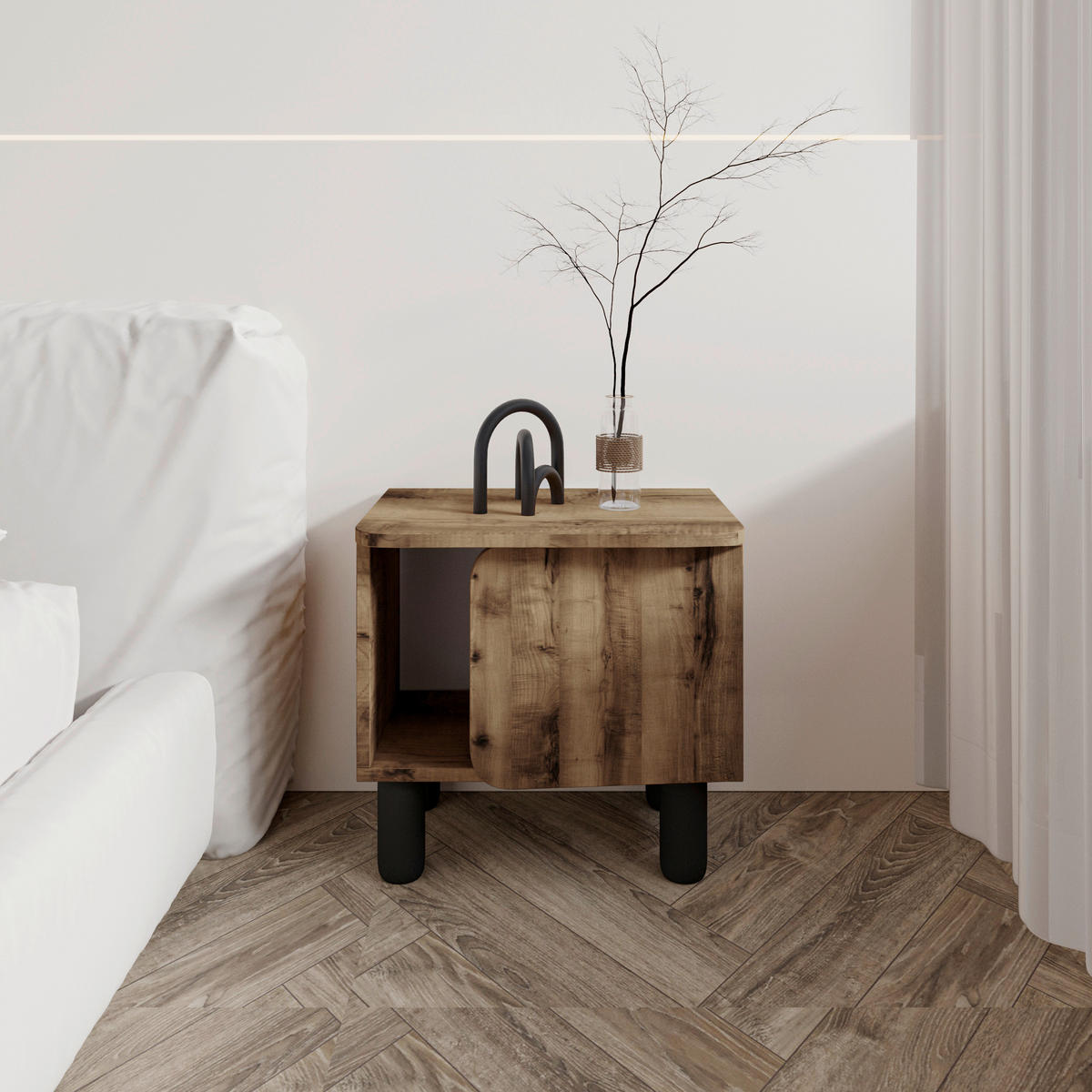 NACHTTISCH  - Nussbaumfarben, Design, Holzwerkstoff (50/30/49cm) - Livetastic