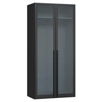 DREHTÜRENSCHRANK 102/220/59 cm,  in Schwarz, 2-türig  - Schwarz, Design, Glas/Holzwerkstoff (102/220/59cm) - Jutzler