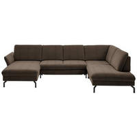 WOHNLANDSCHAFT in Velours Braun  - Schwarz/Braun, Design, Textil/Metall (179/335/220cm) - Beldomo System