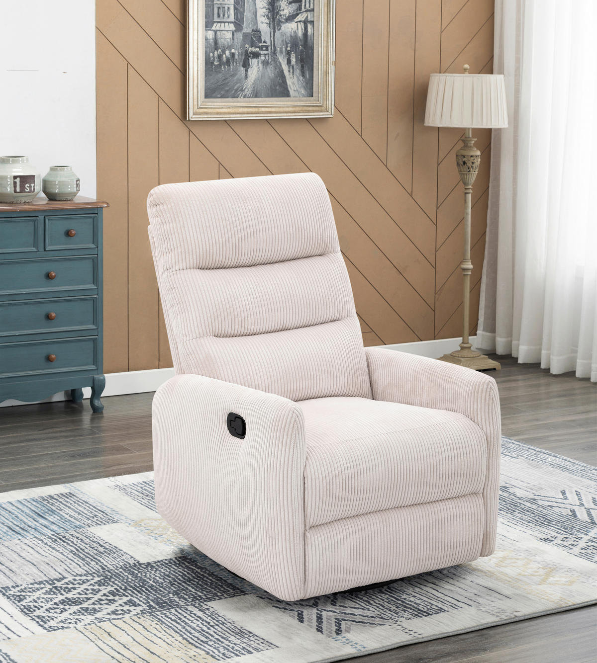 RELAXSESSEL Cord Relaxfunktion    - Beige/Schwarz, Design, Textil/Metall (78/107/95cm) - Carryhome