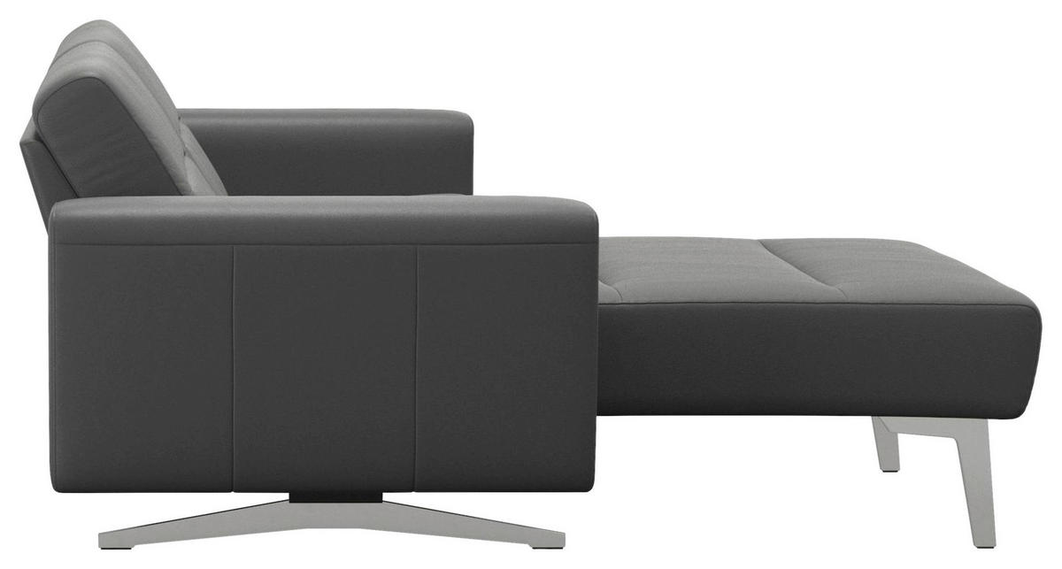 ECKSOFA Dunkelgrau Echtleder Rücken echt  - Chromfarben/Dunkelgrau, Design, Leder/Metall (165/228cm) - Stressless
